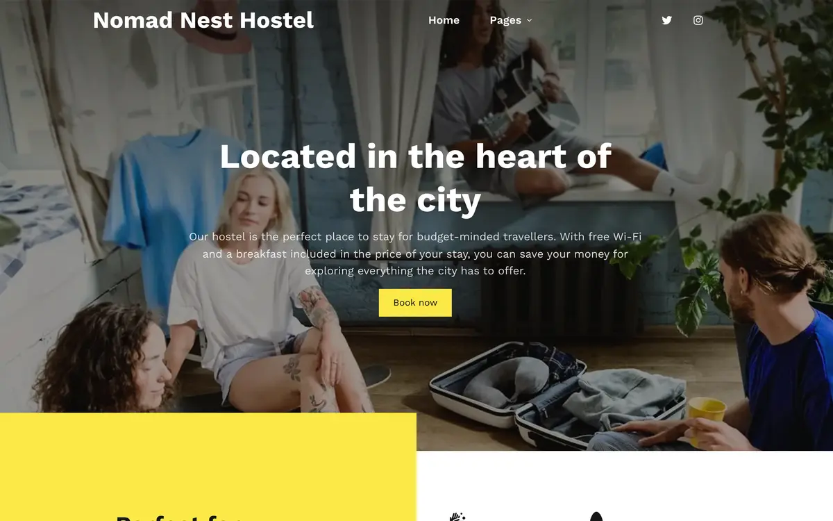 Nomad Nest Hostel หน้าจอแรกของเว็บไซต์