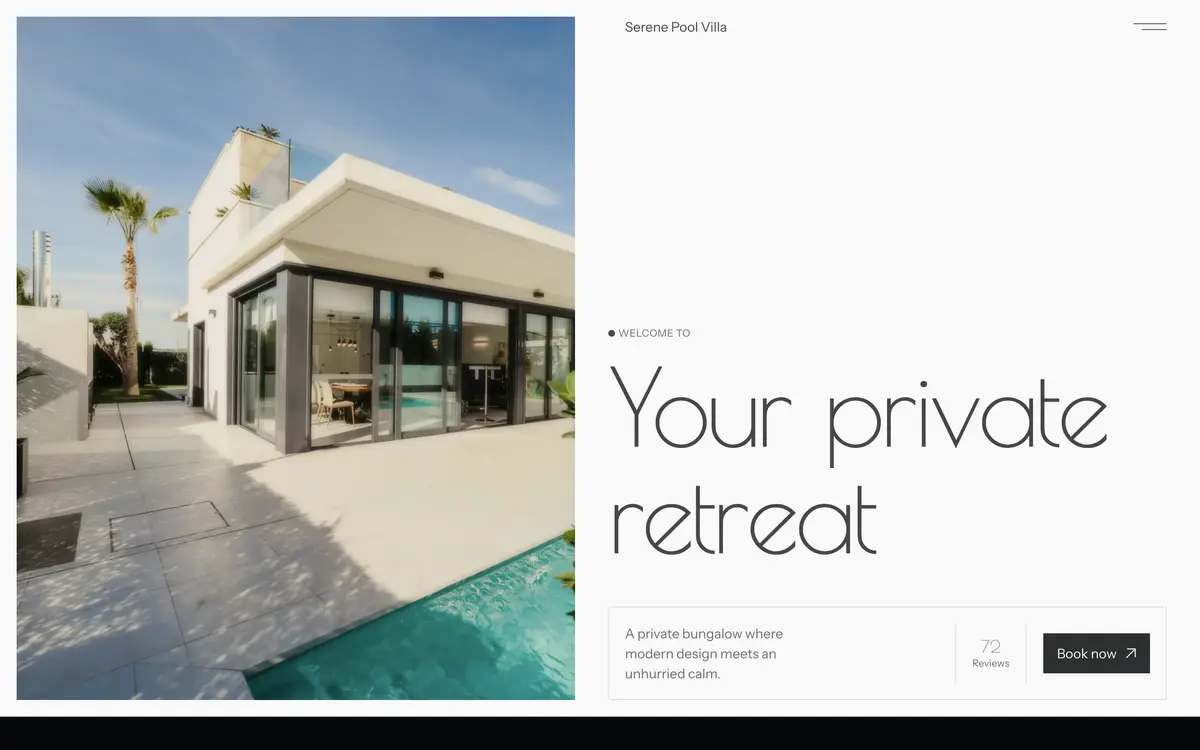 Serene Pool Villa หน้าจอแรกของเว็บไซต์