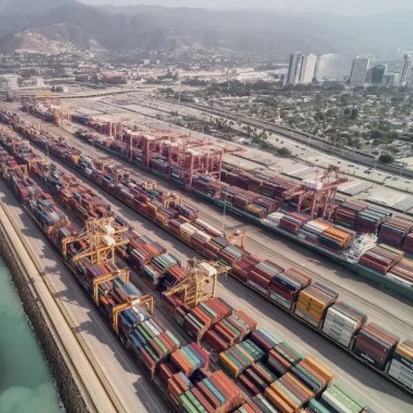 A container yard from above.