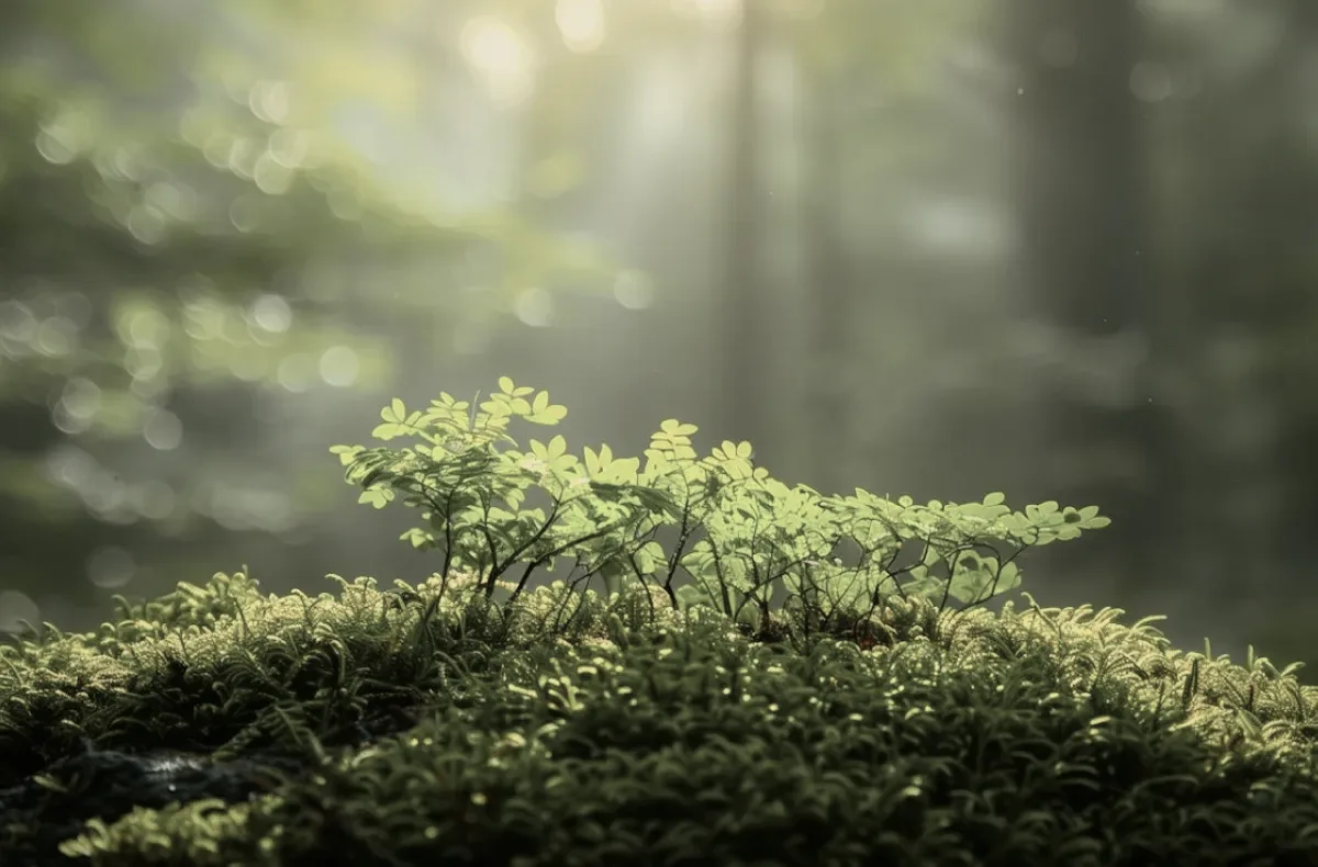 Green shoots on moss.