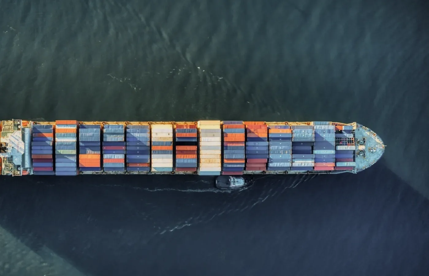 A container ship from above.