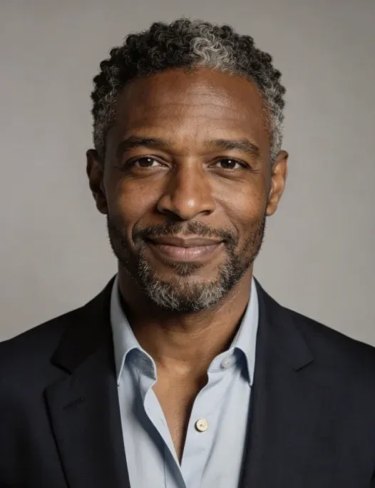 A man in a navy blazer and blue shirt.