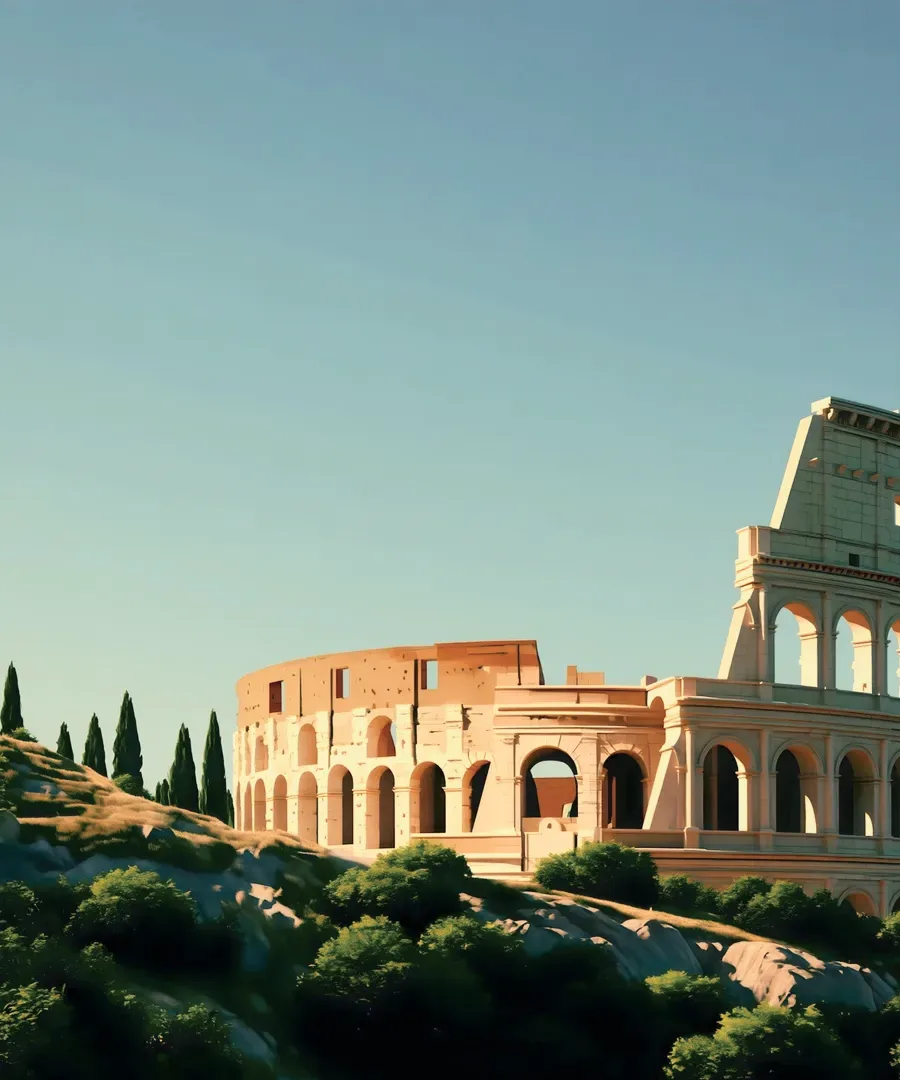The Colosseum among pines.