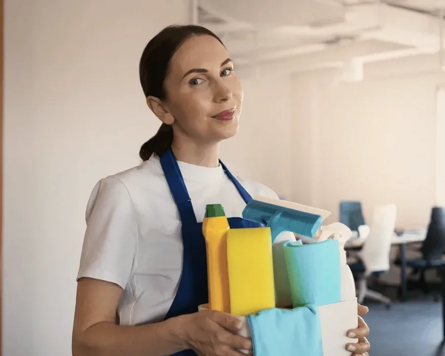 A staff portrait in a laundry.