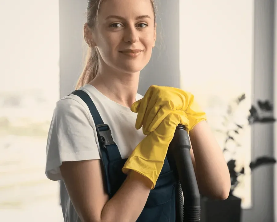 A staff portrait in a laundry.