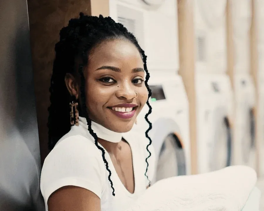 A staff portrait in a laundry.
